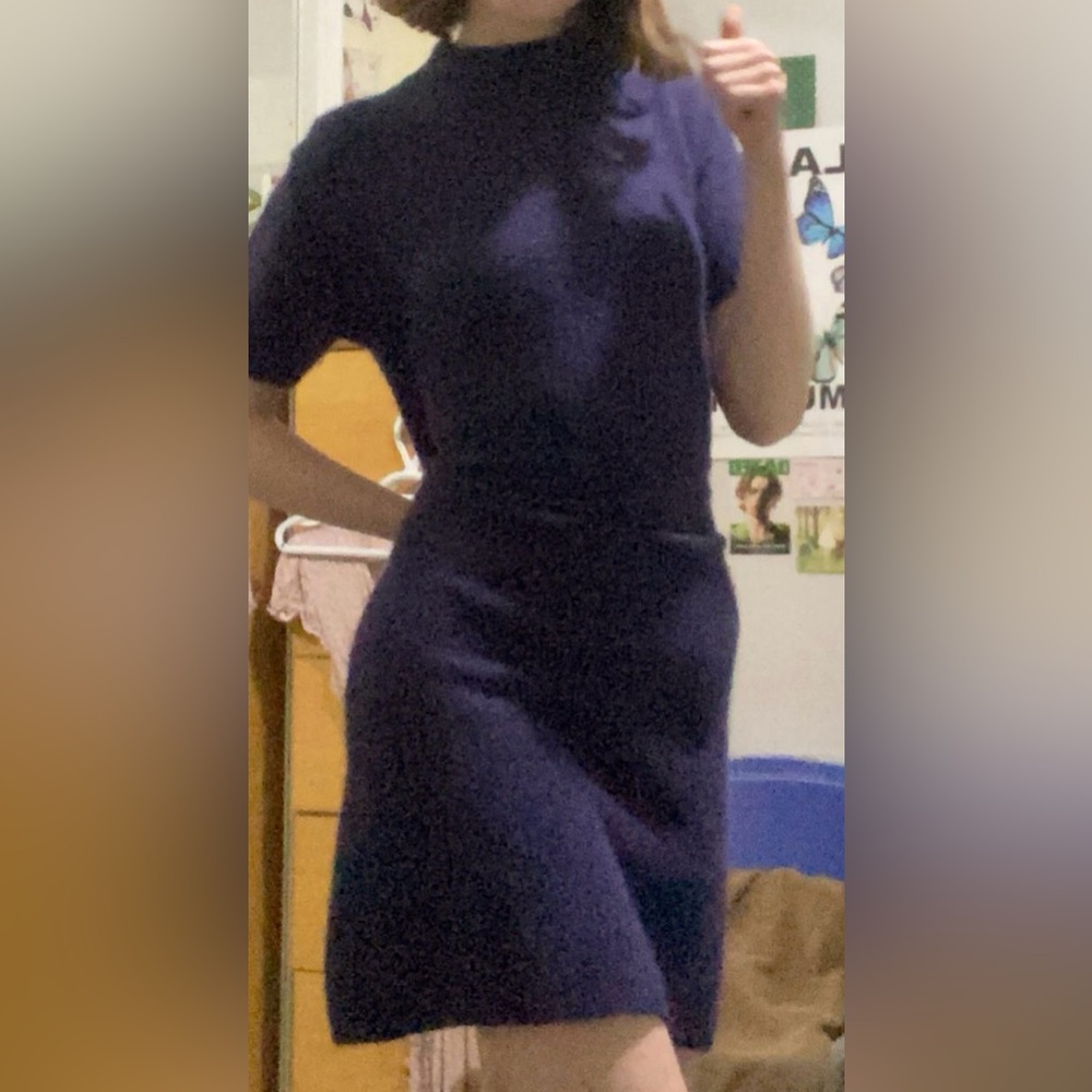 Vintage 90s Le Chateau Plum Wool Mini Dress